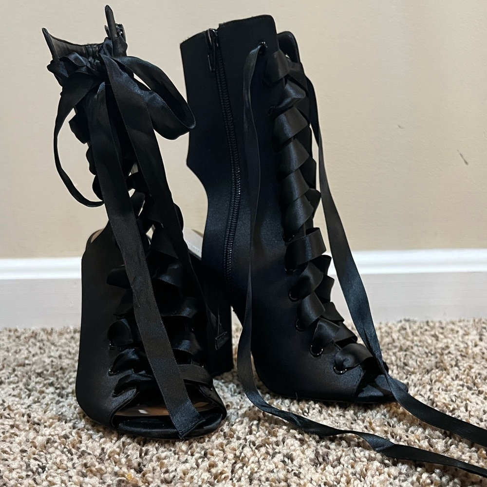 Black Lace Up Booties